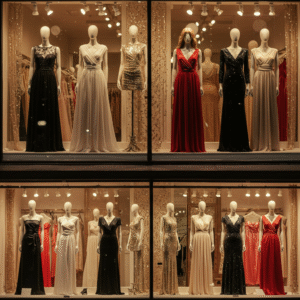 Vitrine de vestidos longos